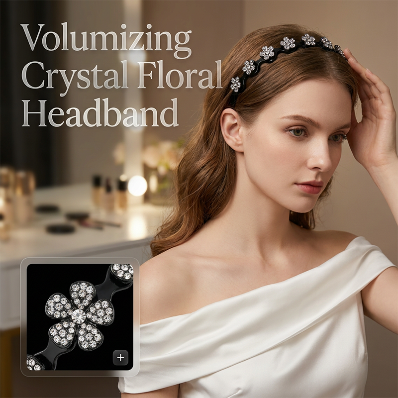 Viva Wavy Headband Set | Rhinestone Butterfly Design for Women 1