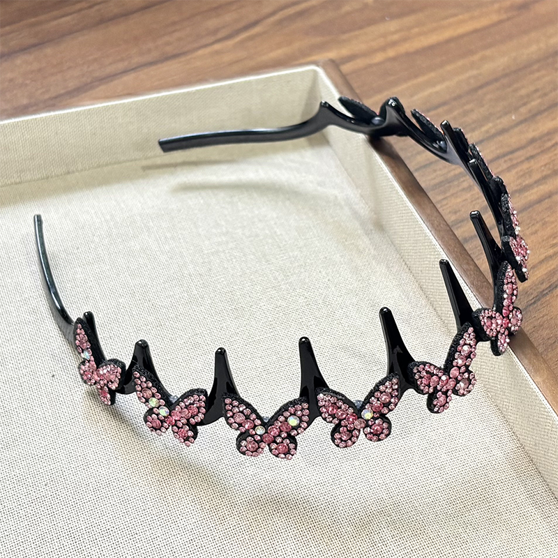 Viva Wavy Headband Set | Rhinestone Butterfly Design for Women 11