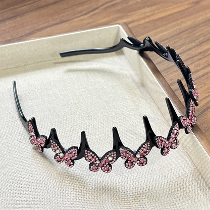 Viva Wavy Headband Set | Rhinestone Butterfly Design for Women 11