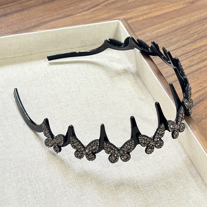 Viva Wavy Headband Set | Rhinestone Butterfly Design for Women 12