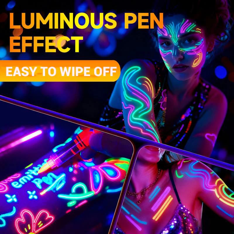 Vivid Glow Markers Set | UV Reactive, Skin-Safe