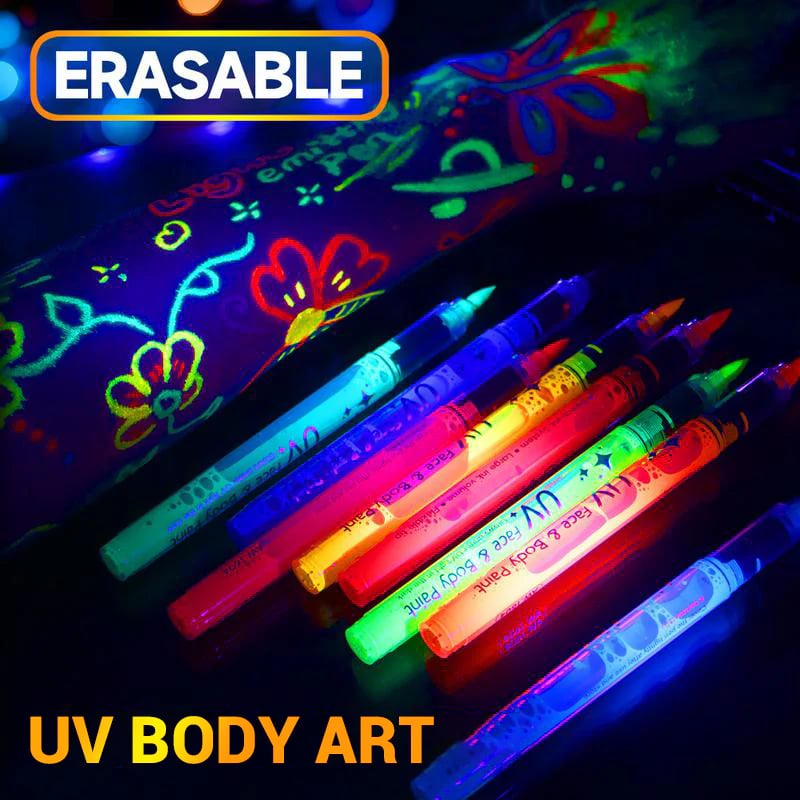 Vivid Glow Markers Set | UV Reactive, Skin-Safe 5