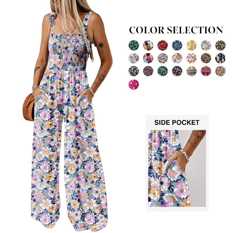 Wanda Floral Jumpsuit | Sleeveless, Elastic Waist, Wide-Leg 1