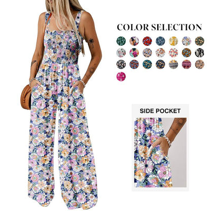 Wanda Floral Jumpsuit | Sleeveless, Elastic Waist, Wide-Leg 1