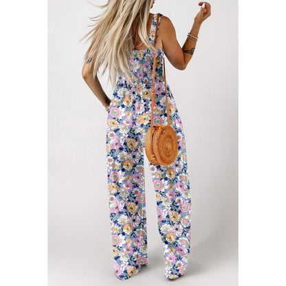 Wanda Floral Jumpsuit | Sleeveless, Elastic Waist, Wide-Leg 3