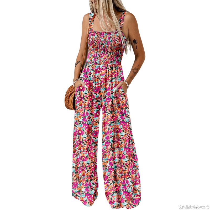 Wanda Floral Jumpsuit | Sleeveless, Elastic Waist, Wide-Leg 9