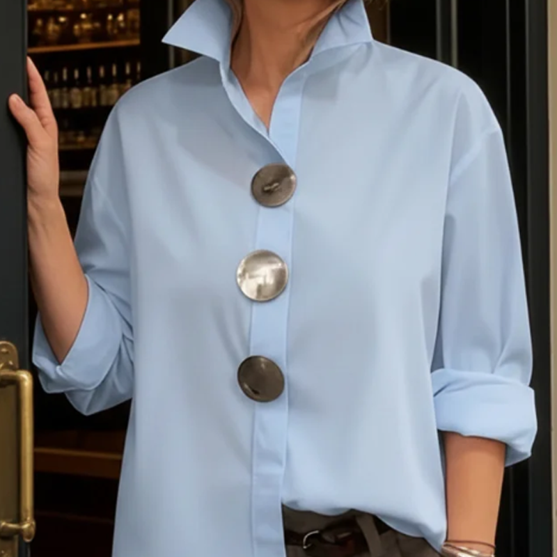 Wanda Oversized Button Down Shirt | Elegant Collar, Metallic Buttons, Comfortable Fit 1