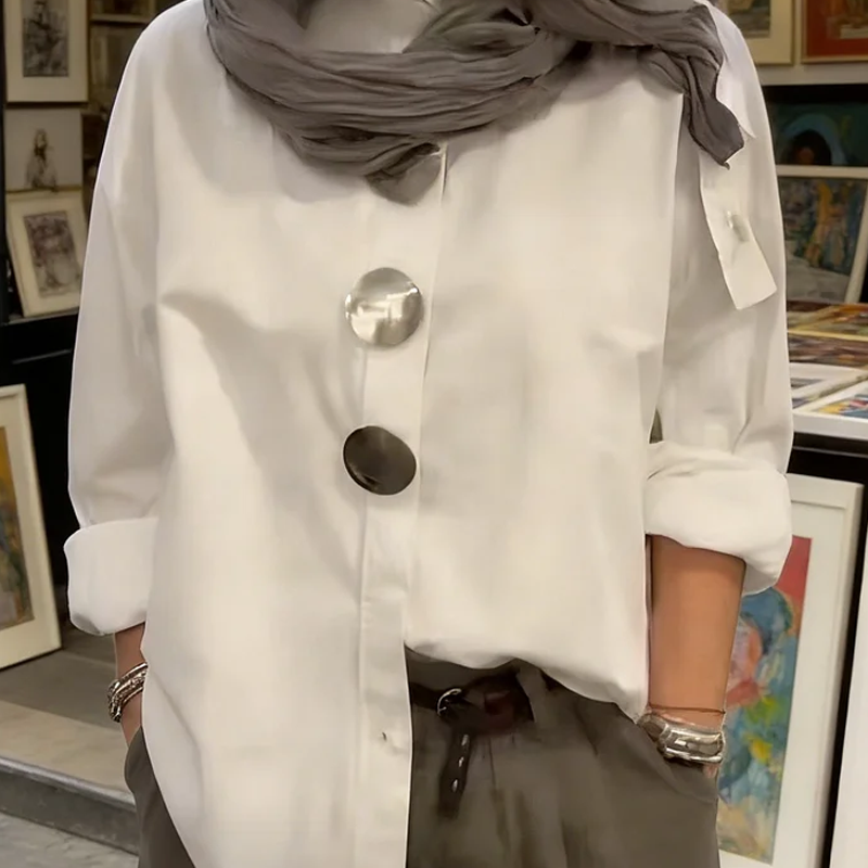 Wanda Oversized Button Down Shirt | Elegant Collar, Metallic Buttons, Comfortable Fit 5