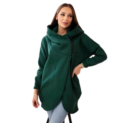 Wanda Plus Size Hoodie | Half-Zip, Asymmetrical Hem, Loose Fit 3