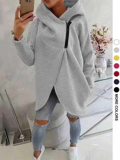 Wanda Plus Size Hoodie | Half-Zip, Asymmetrical Hem, Loose Fit 4