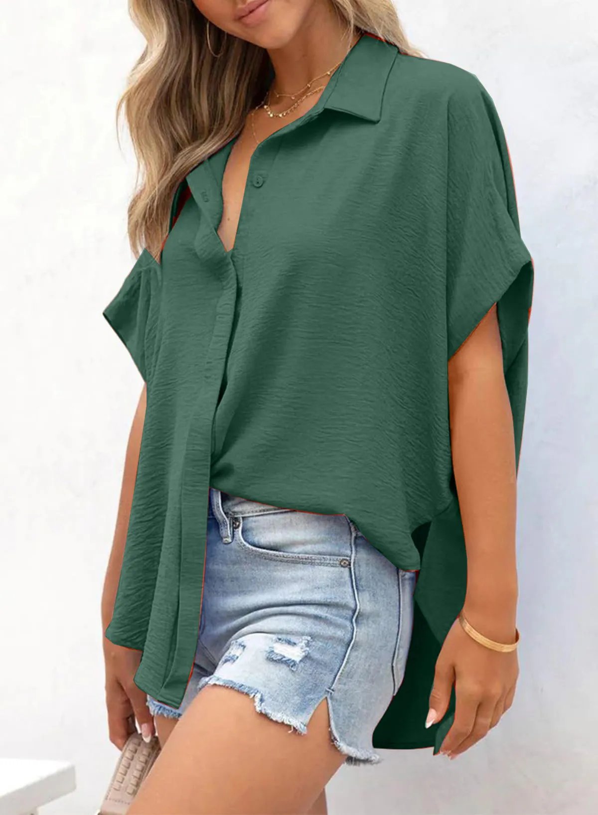 Wanda Women's Blouse | Oversized V-Neck, Soft Polyester 14