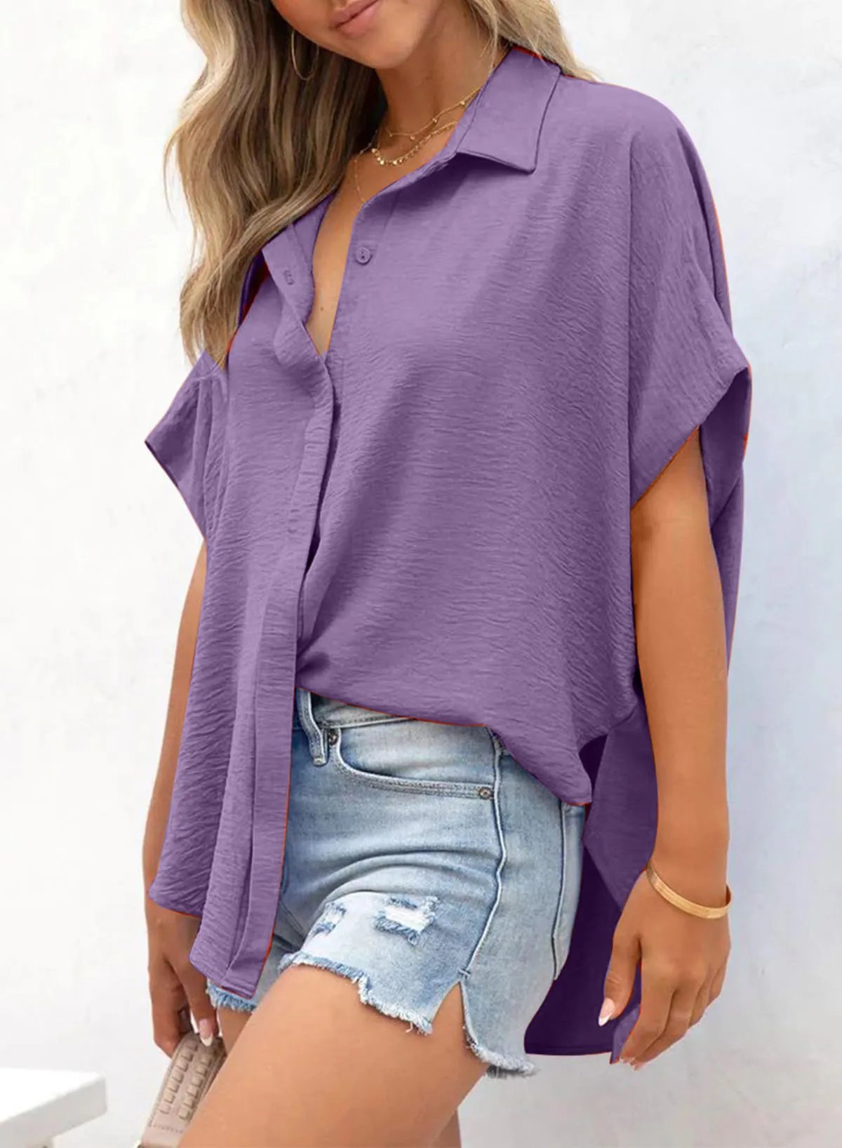Wanda Women's Blouse | Oversized V-Neck, Soft Polyester 15