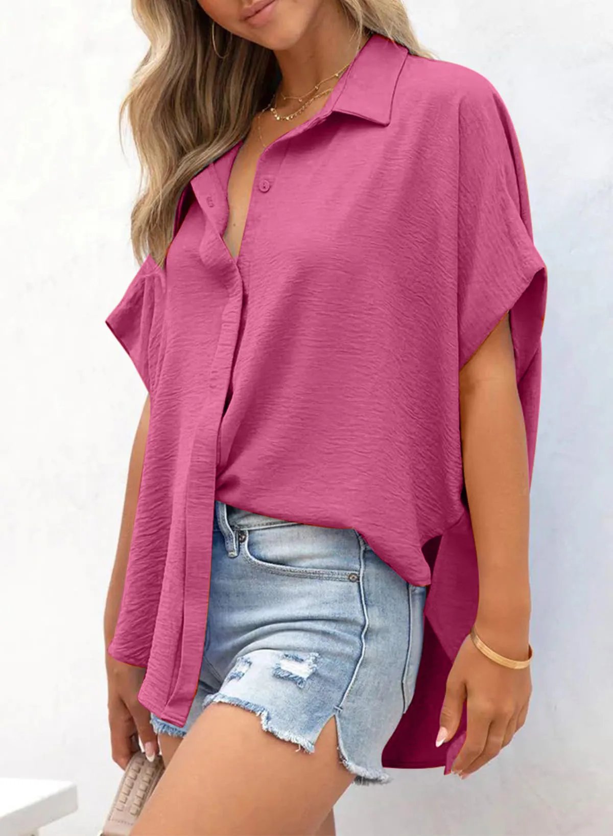 Wanda Women's Blouse | Oversized V-Neck, Soft Polyester 7