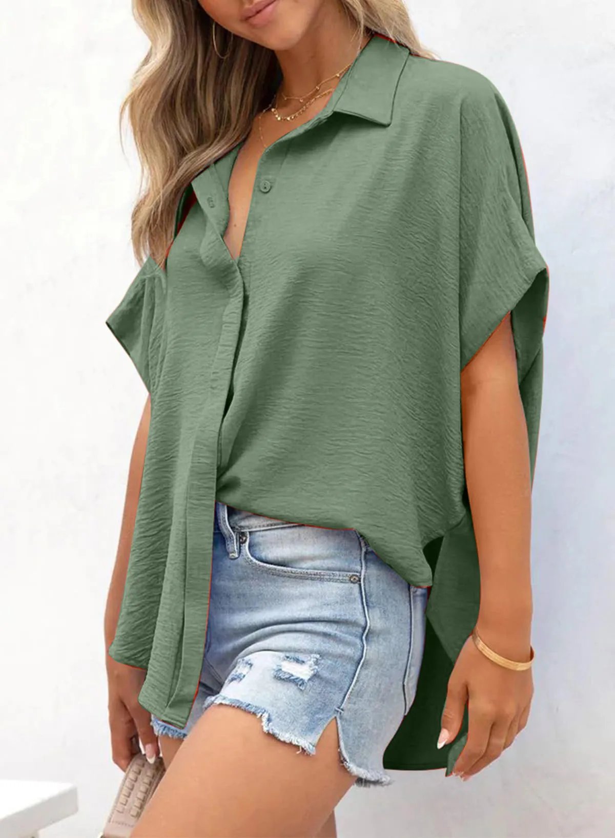 Wanda Women's Blouse | Oversized V-Neck, Soft Polyester 9