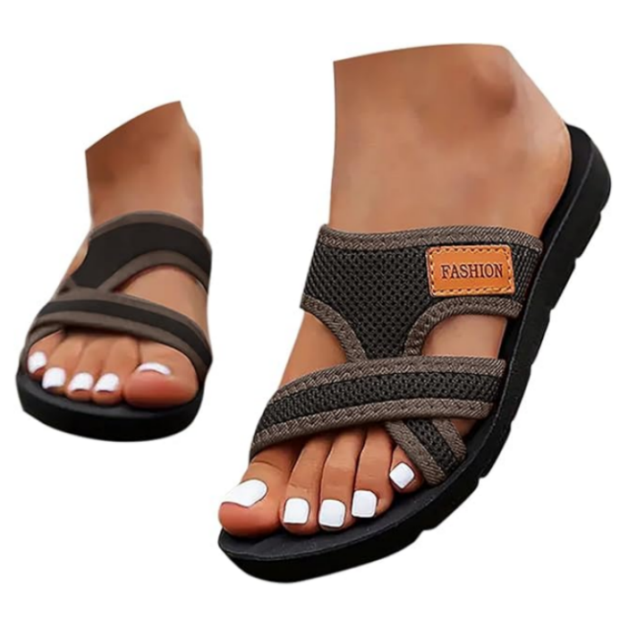 Wander Black Flat Sandals | Comfortable Open Toe Design for Women 1