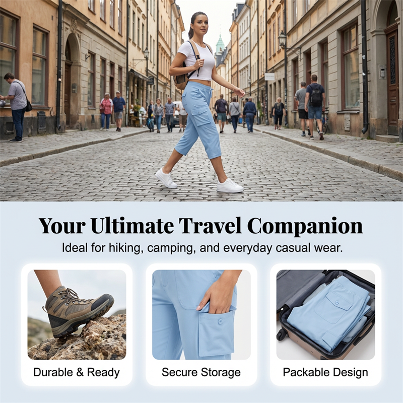 Wanderlust Cargo Capris | Lightweight, Breathable 6