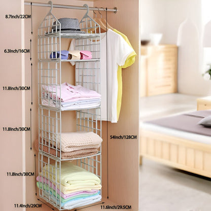 Wavero Closet Organizer | Space-Saving 5-Shelf Rack, Durable PP 6