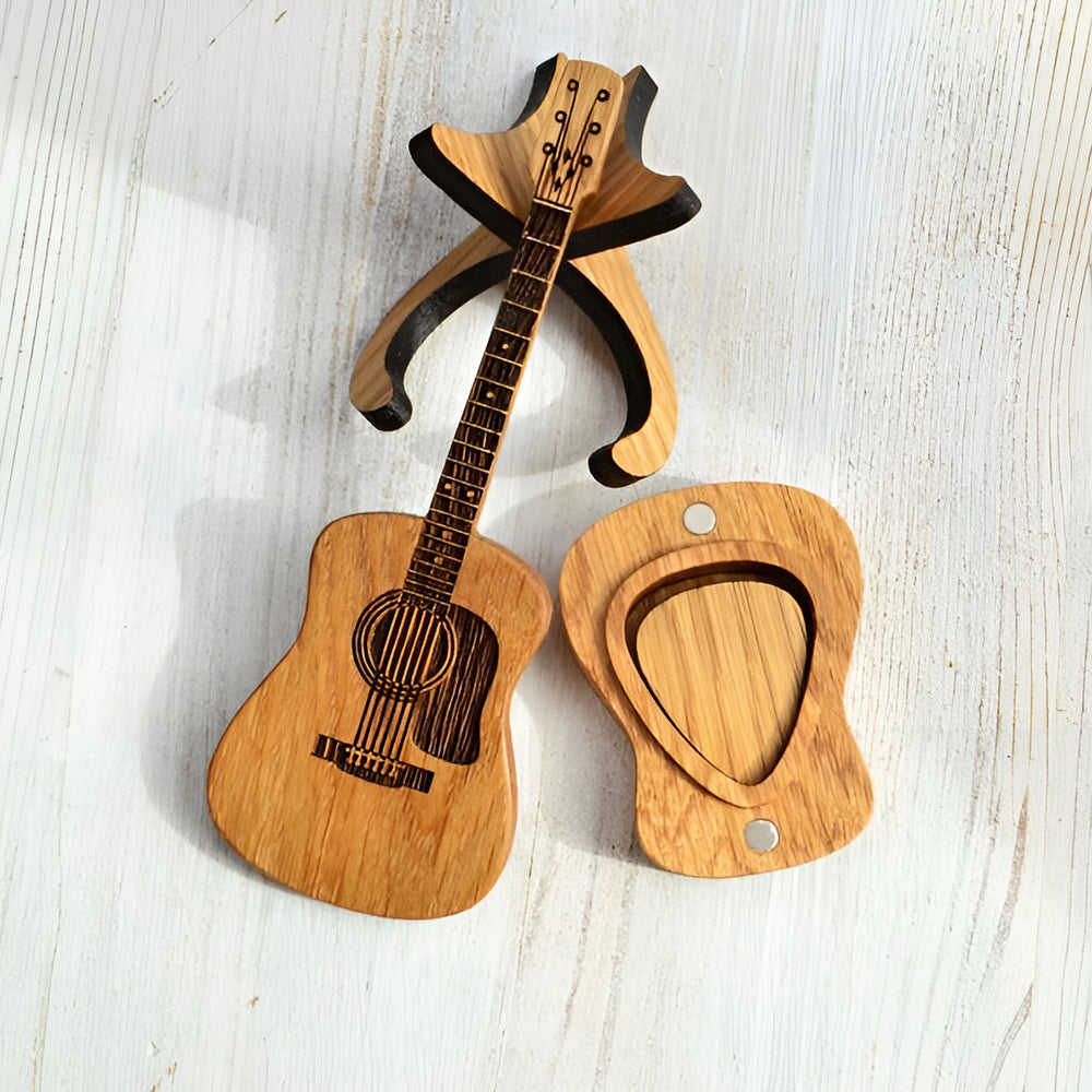 Wavy Guitar Pick Box | Personalized Wooden Design 3
