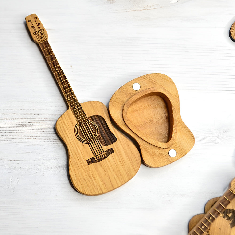 Wavy Guitar Pick Box | Personalized Wooden Design 5