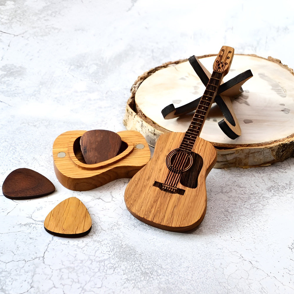 Wavy Guitar Pick Box | Personalized Wooden Design 6