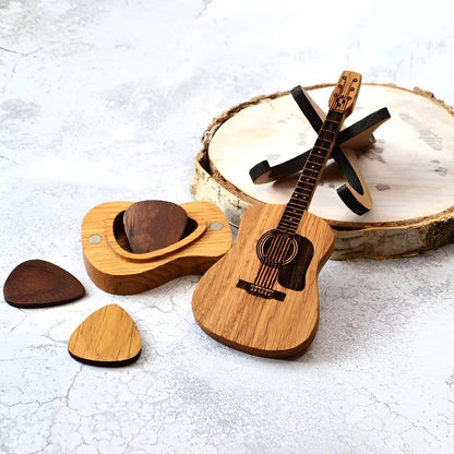 Wavy Guitar Pick Box | Personalized Wooden Design 6