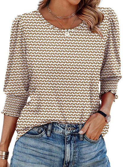 Wendy Blouse | 3/4 Length Sleeve, Smocked Cuffs 15