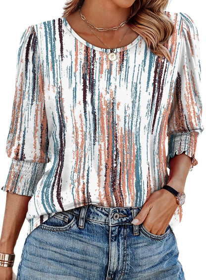 Wendy Blouse | 3/4 Length Sleeve, Smocked Cuffs 3