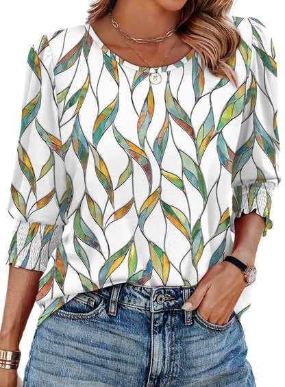 Wendy Blouse | 3/4 Length Sleeve, Smocked Cuffs 4