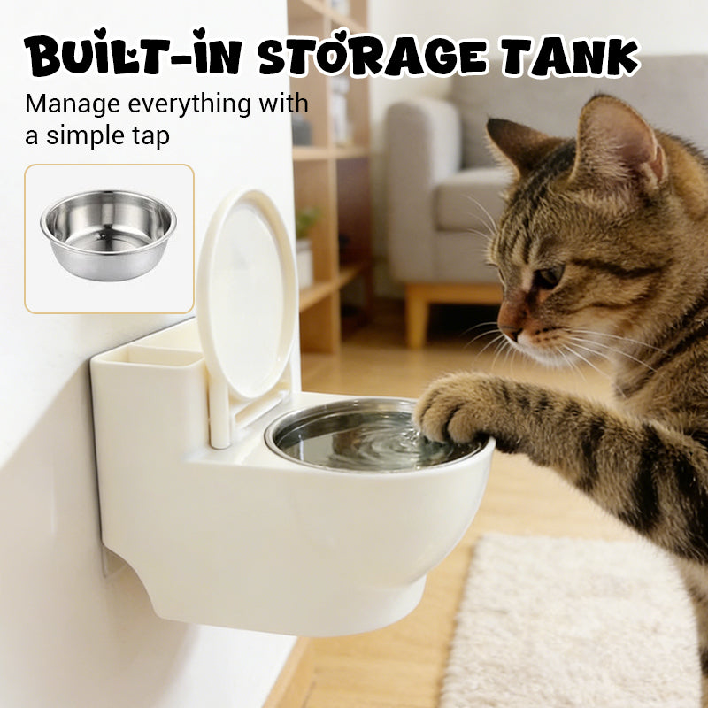 Whimsy Cat Bowl | Wall-Mounted Toilet Design, Stainless Steel 4