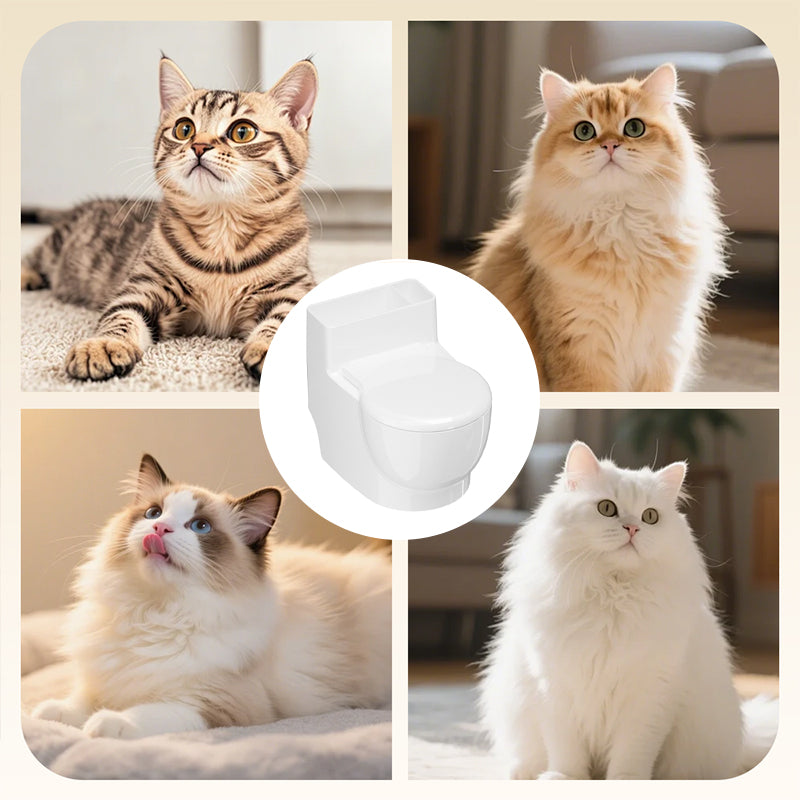 Whimsy Cat Bowl | Wall-Mounted Toilet Design, Stainless Steel 7