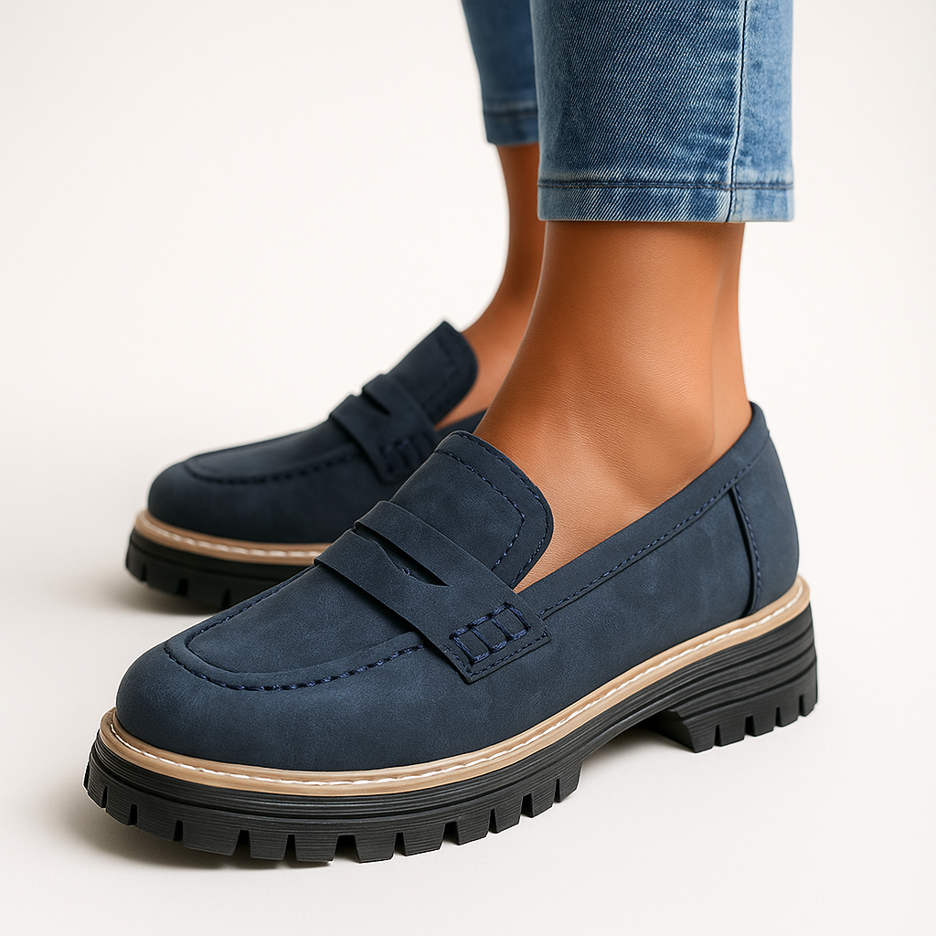 Zevra — Chunky Lug Sole Penny Loafers with Cushioned Comfort
