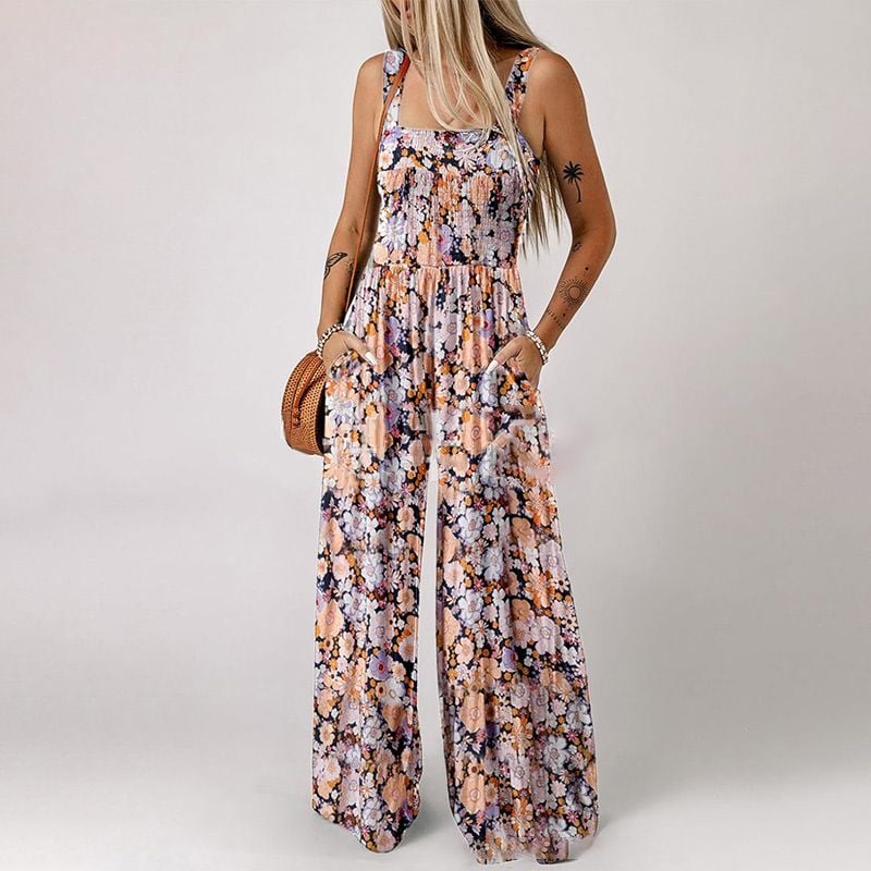Willa Floral Jumpsuit | Sleeveless, Elastic Waist, Comfortable Polyester 0