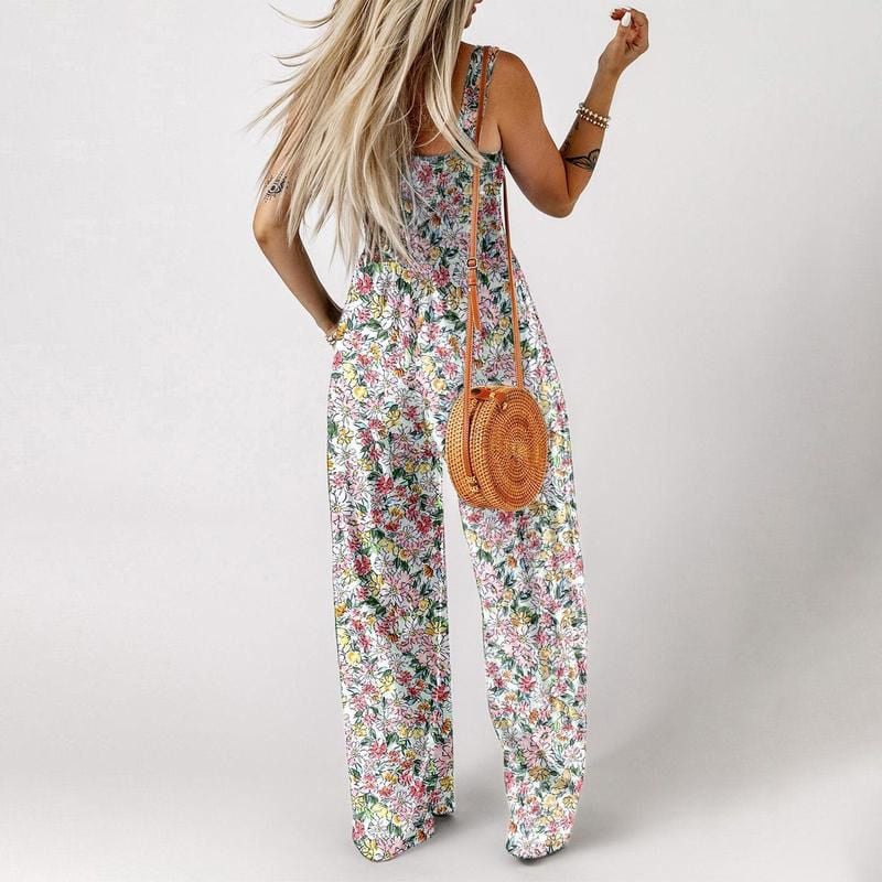 Willa Floral Jumpsuit | Sleeveless, Elastic Waist, Comfortable Polyester 7