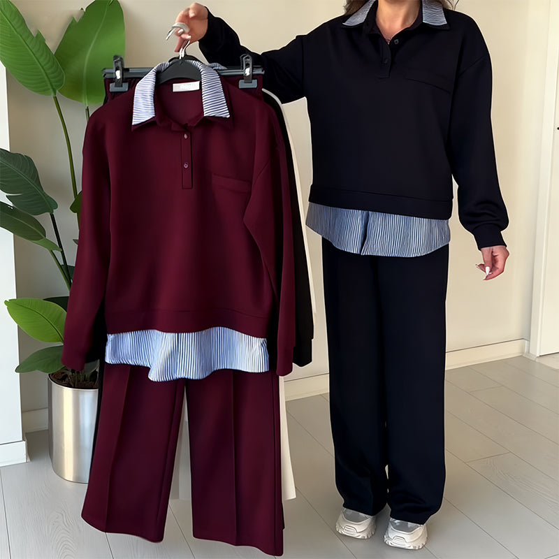 Wina Two-Piece Set | Casual Long-Sleeved Top and Pants 1