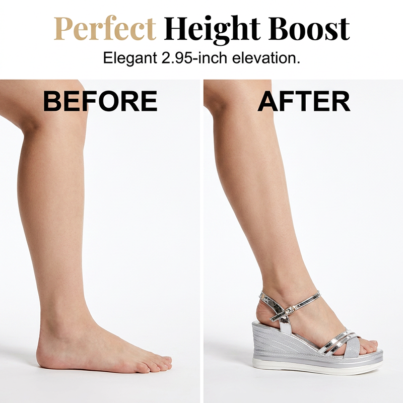 Wina Wedge Sandals for Women | Gold, Elegant Open Toe, Adjustable Ankle Strap 4