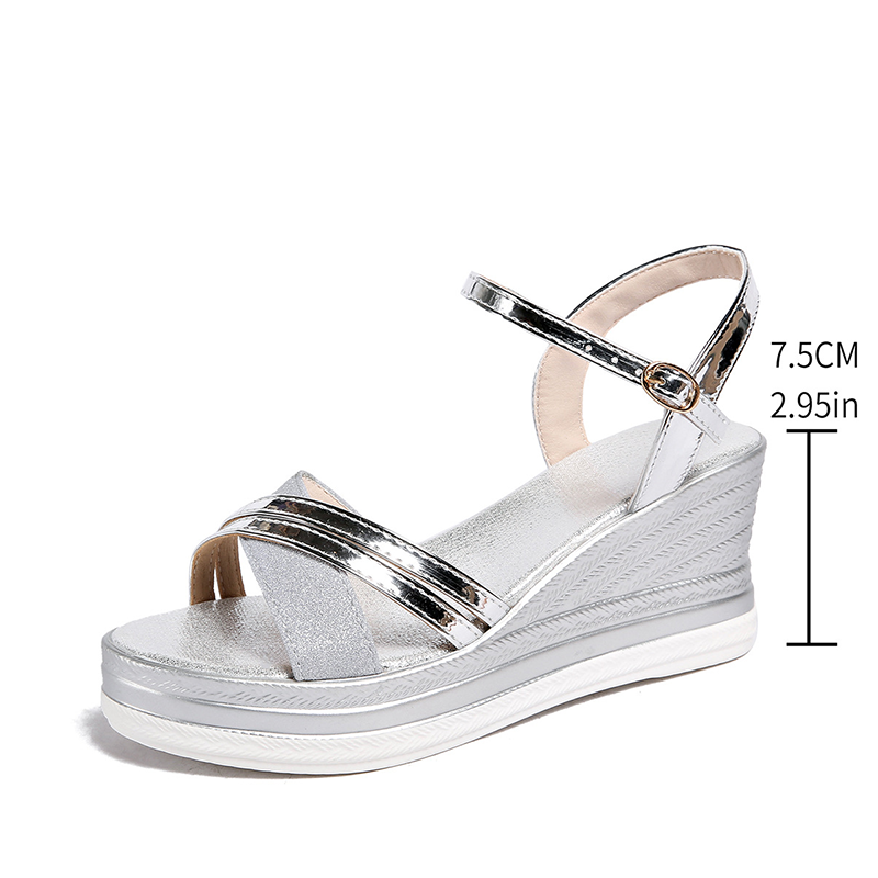 Wina Wedge Sandals for Women | Gold, Elegant Open Toe, Adjustable Ankle Strap 9