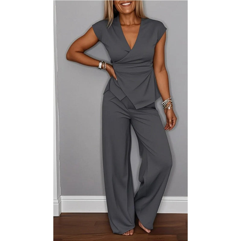 Wina Women's Outfit | V-Neck Top & Pants Set, Plus Size Clothing, Comfortable Fit 5
