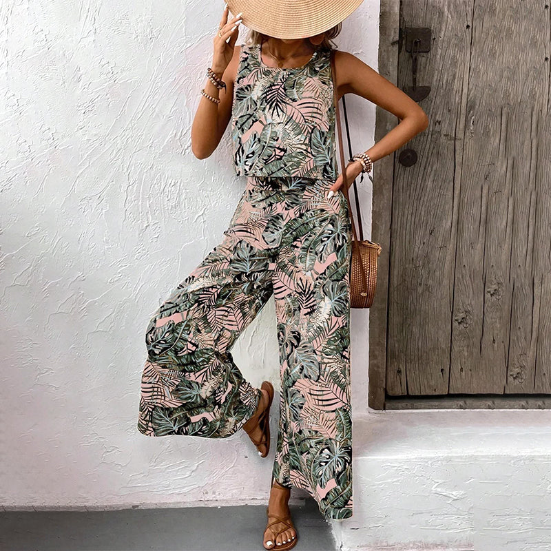 Wina Women's Two Piece Set | Breathable Sleeveless Top & Wide-Leg Pants 10