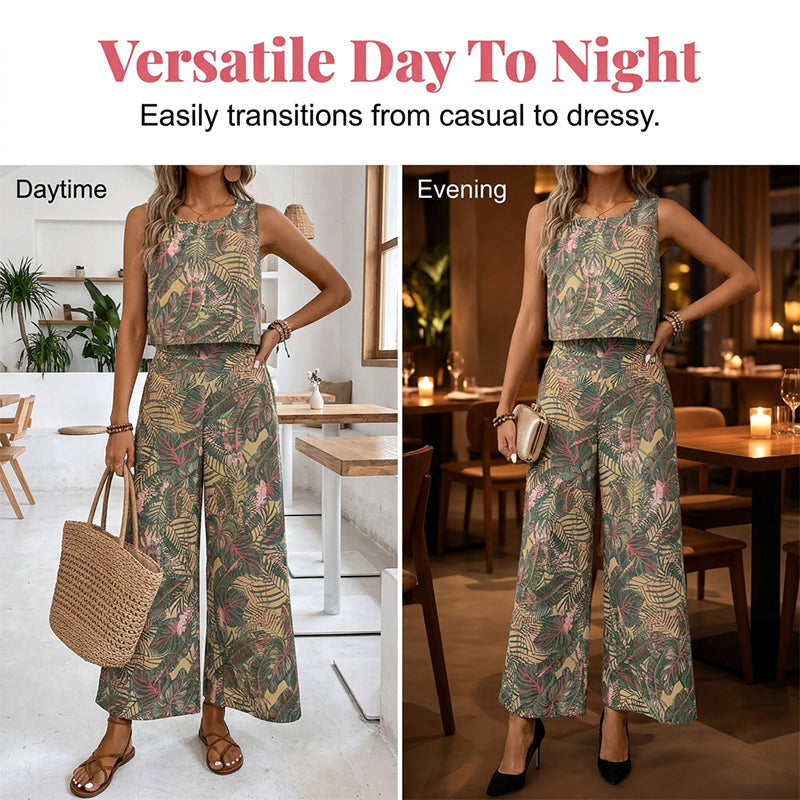 Wina Women's Two Piece Set | Breathable Sleeveless Top & Wide-Leg Pants 5