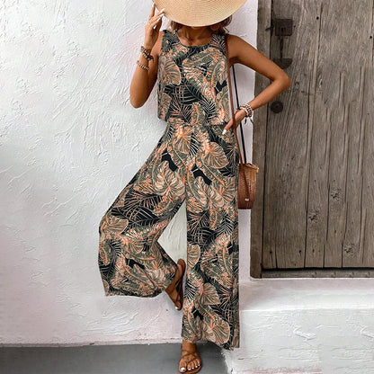 Wina Women's Two Piece Set | Breathable Sleeveless Top & Wide-Leg Pants 9