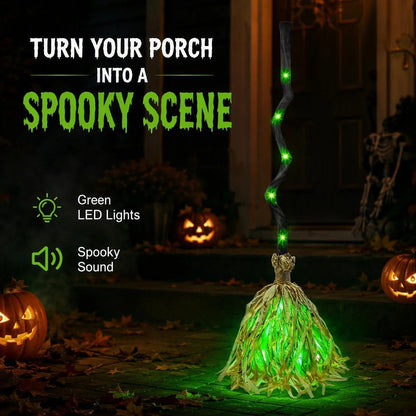 Witty Animated Witch Broom | Indoor Halloween Decoration with Lights and Spooky Sounds 1