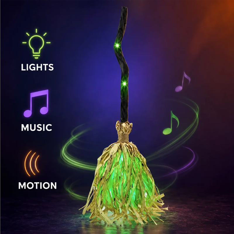 Witty Animated Witch Broom | Indoor Halloween Decoration with Lights and Spooky Sounds 3