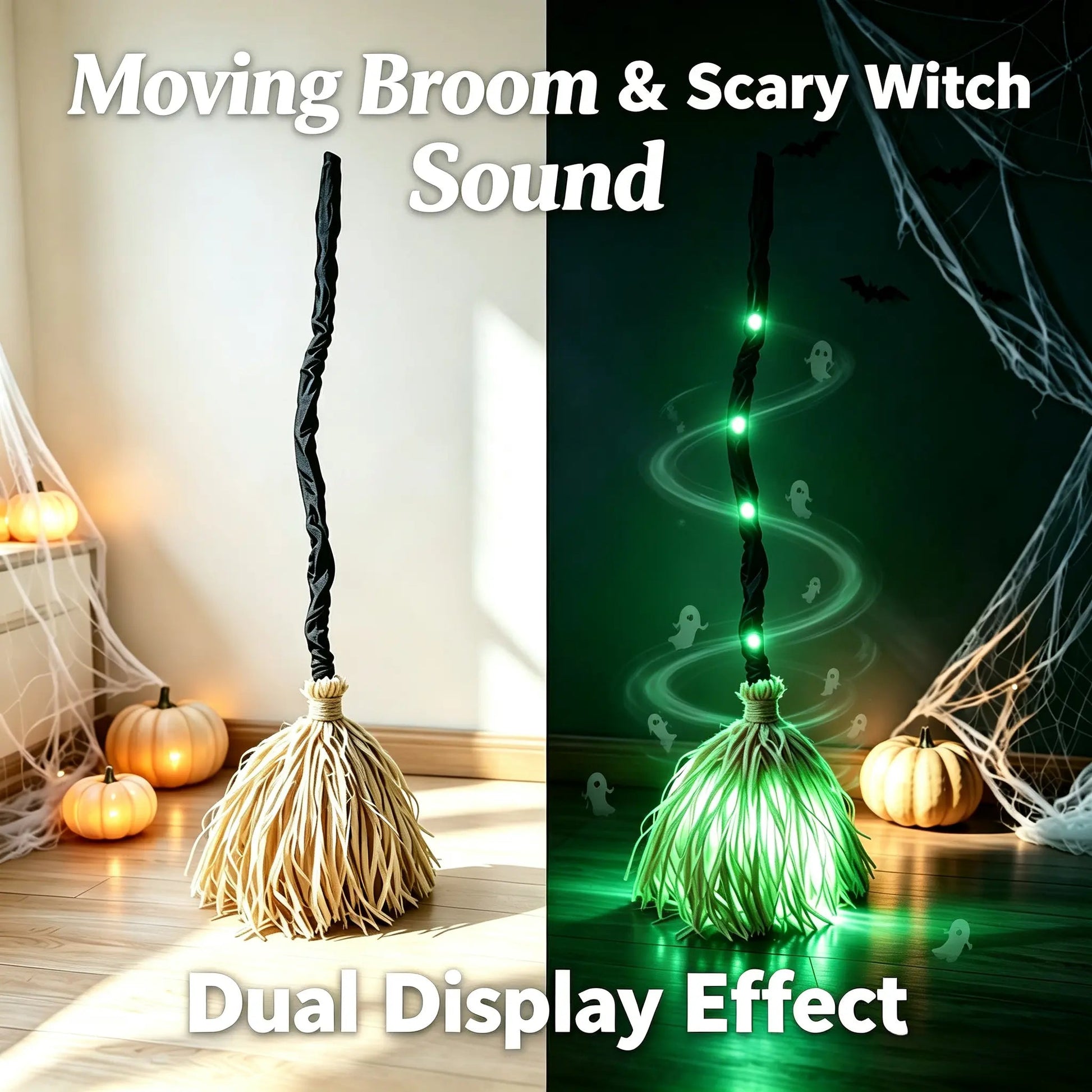 Witty Animated Witch Broom | Indoor Halloween Decoration with Lights and Spooky Sounds 4
