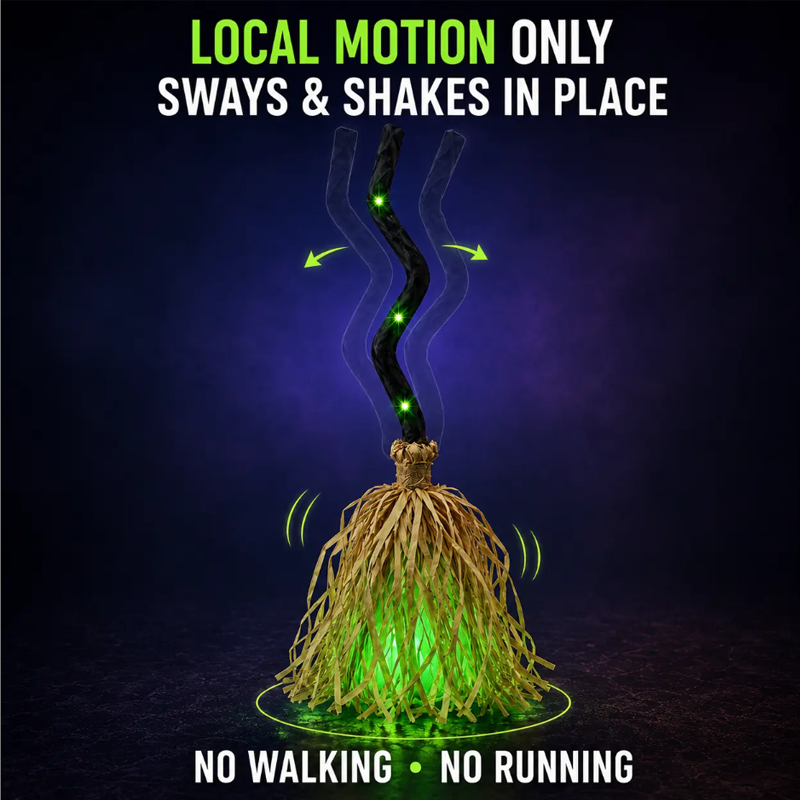 Witty Animated Witch Broom | Indoor Halloween Decoration with Lights and Spooky Sounds 6
