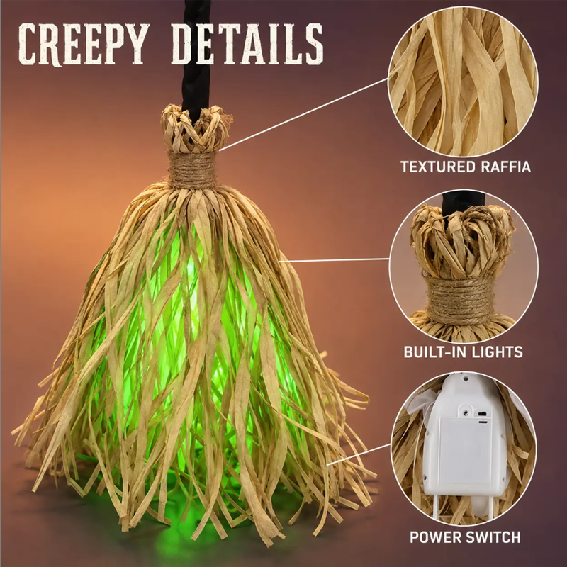 Witty Animated Witch Broom | Indoor Halloween Decoration with Lights and Spooky Sounds 7