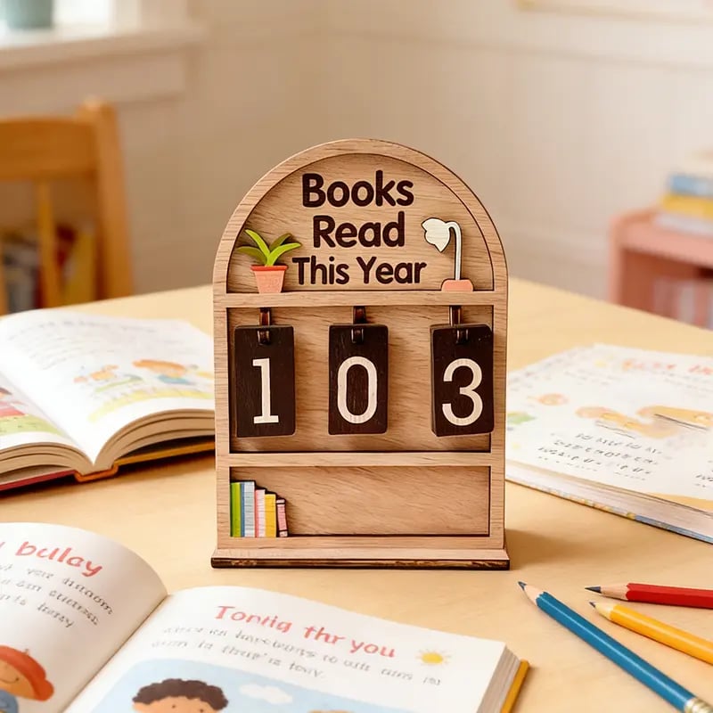 Wondrous Book Reading Tracker | Handmade Wooden Display 0