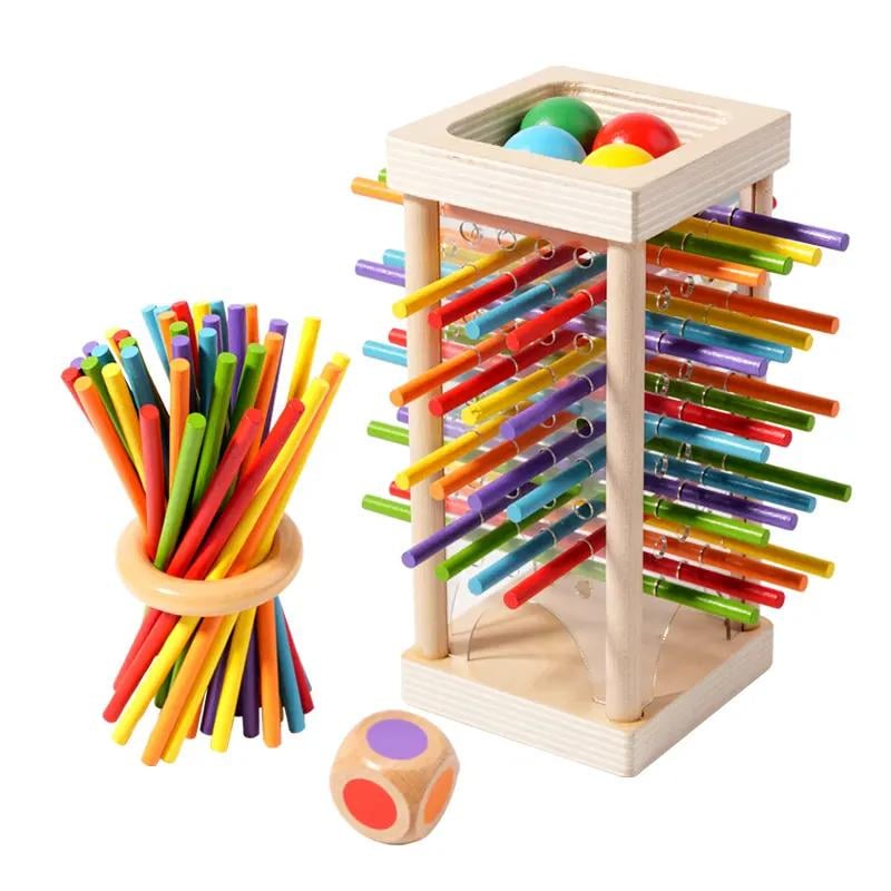 Wondrous Wooden Peg Game | Cognitive Development Toy for Kids, Mixed Color Sticks 0