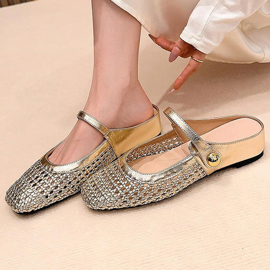 Woven Mary Jane Mules | Breathable Mesh, Comfortable Fit 0