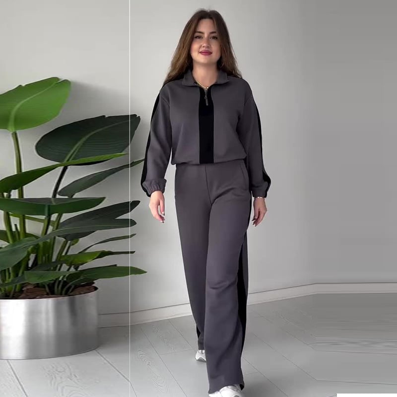 Zara Zipper Lapel Set | Chic Color Block Design 4