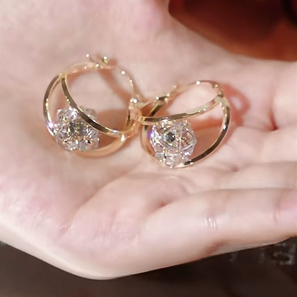 Zyra Double Hoop Earrings | Gold-Toned with Zirconia Sparkle, Lightweight Design 2